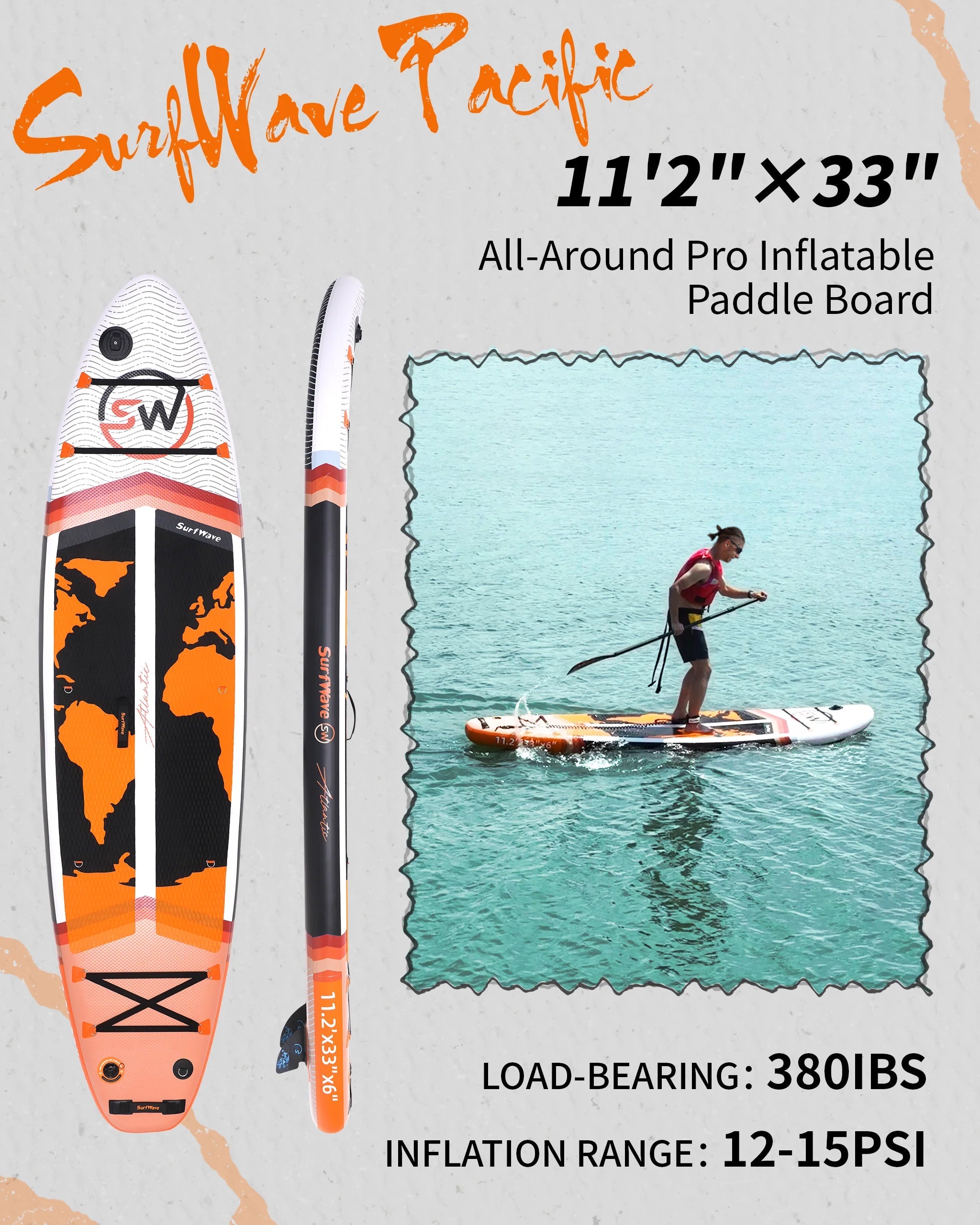11ft Inflatable SUP Board Military Grade Paddleboard Carbon Paddle Pump