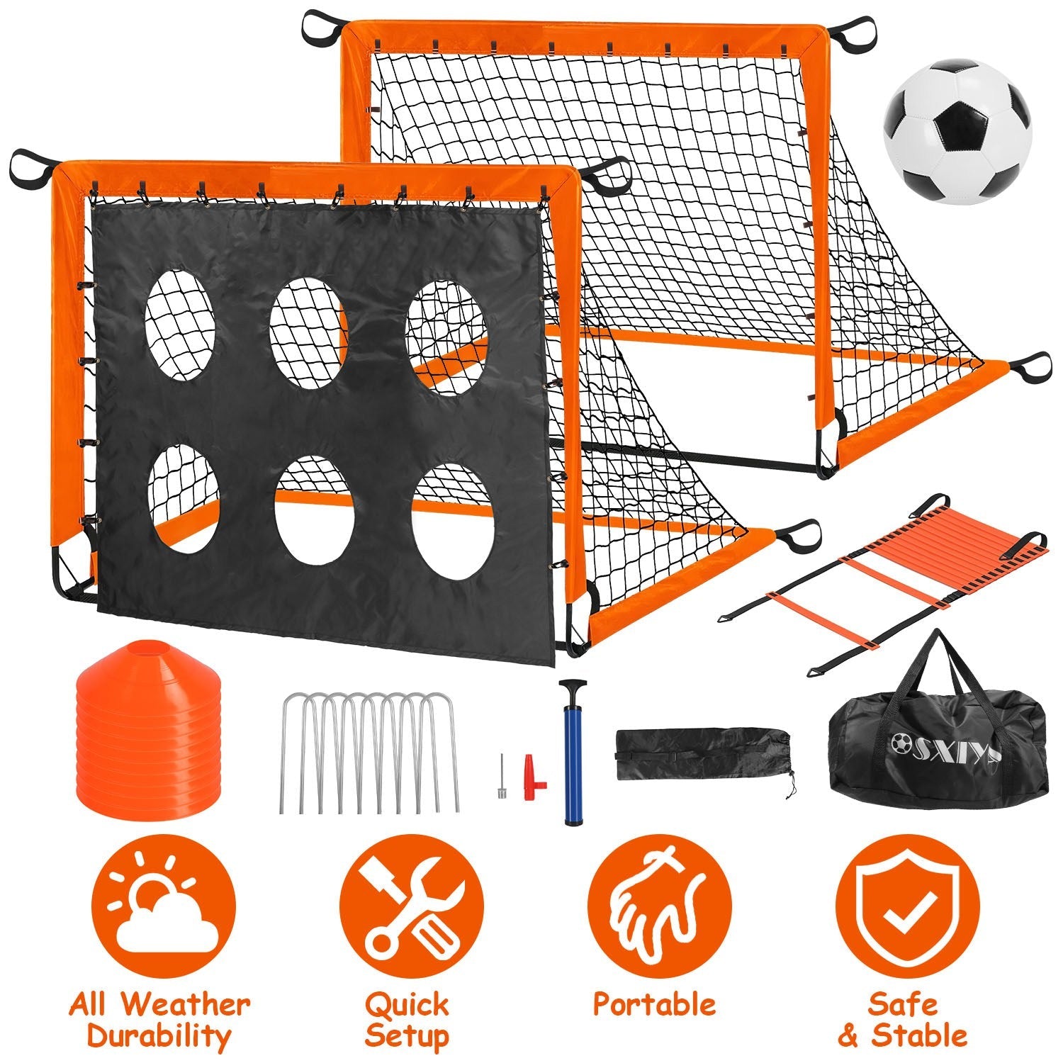 Kids Soccer Goal Set Portable Training Equipment Backyard Starter Kit