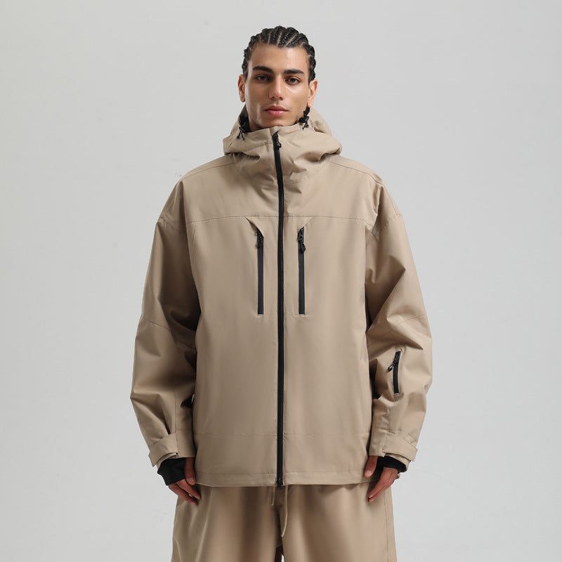 Men's Waterproof Breathable And Loose Zip Ski Suit Jacket