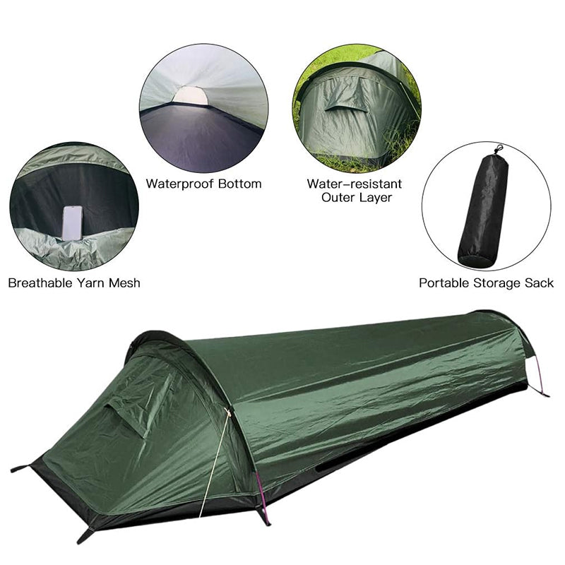 Lightweight Single Person Camping Tent Sleeping Bag Hiking Gear