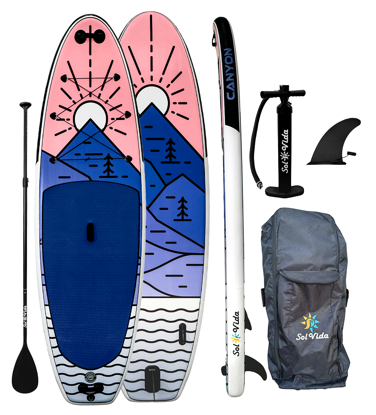 GrandSol Canyon Pack 11'4 Inflatable Paddle Board Paddle Pump Fin