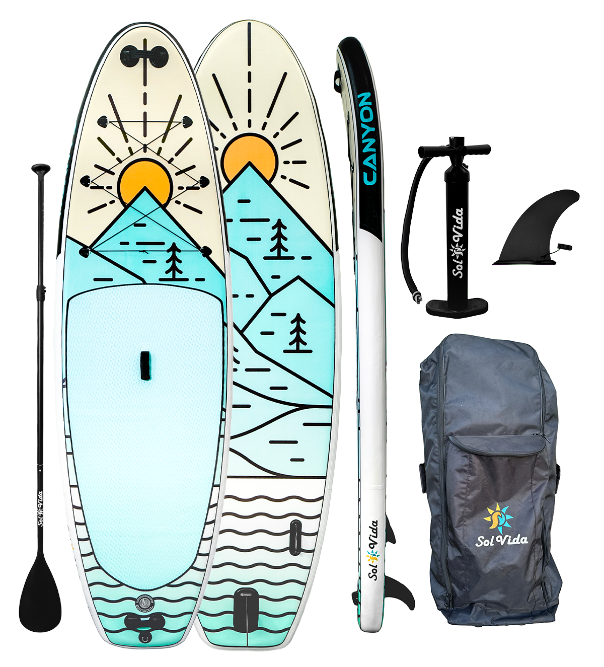 GrandSol Canyon Pack 11'4 Inflatable Paddle Board Paddle Pump Fin