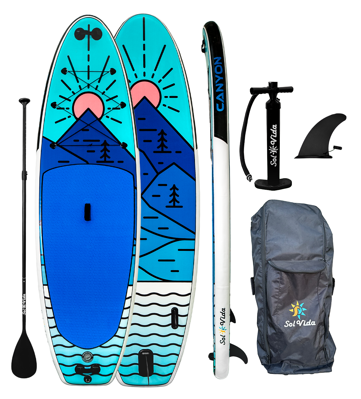 GrandSol Canyon Pack 11'4 Inflatable Paddle Board Paddle Pump Fin