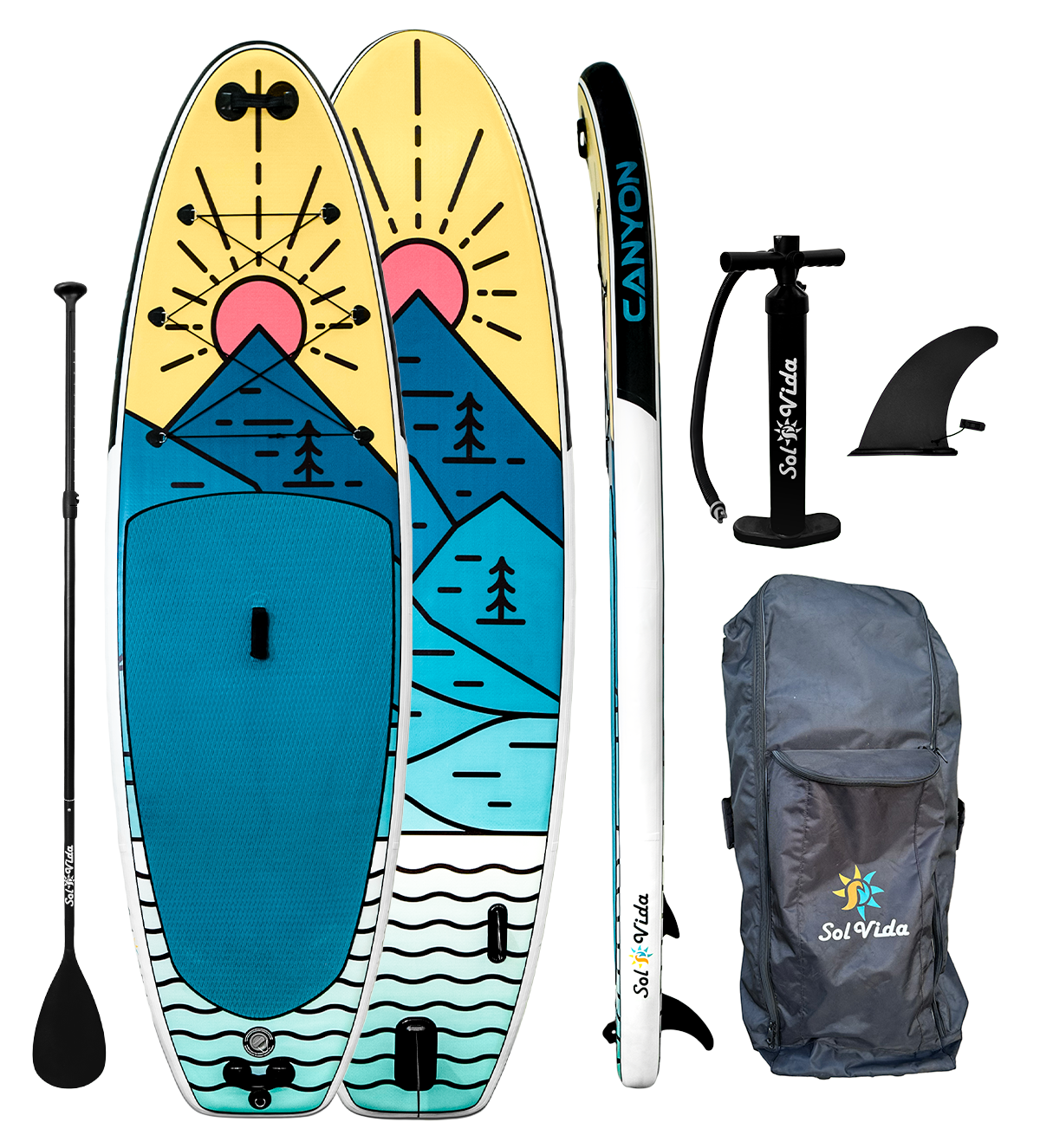 GrandSol Canyon Pack 11'4 Inflatable Paddle Board Paddle Pump Fin