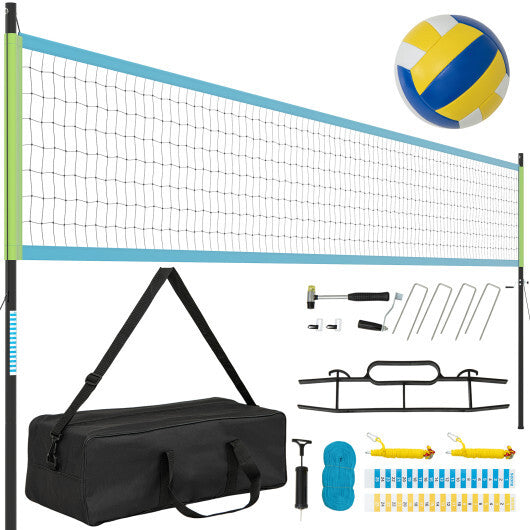 Portable Outdoor Volleyball Net Set Heavy-Duty Volleyball Net System-Yellow