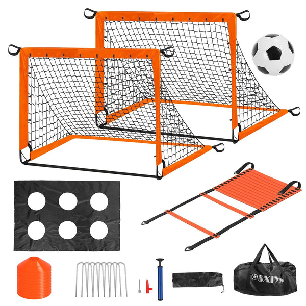 Kids Soccer Goal Set Portable Training Equipment Backyard Starter Kit