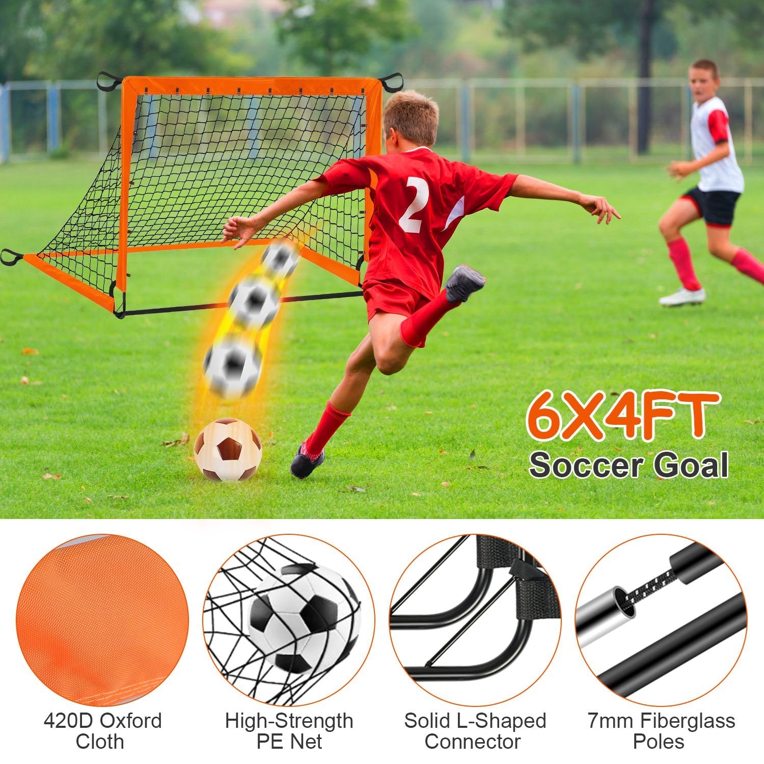 Kids Soccer Goal Set Portable Training Equipment Backyard Starter Kit