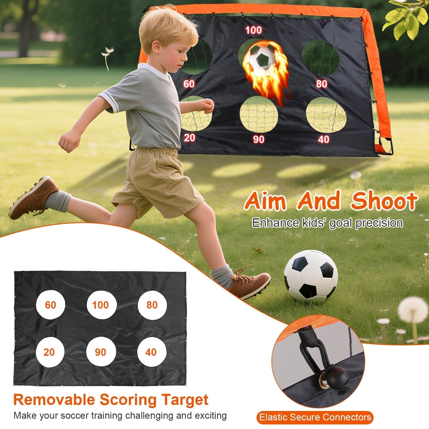 Kids Soccer Goal Set Portable Training Equipment Backyard Starter Kit