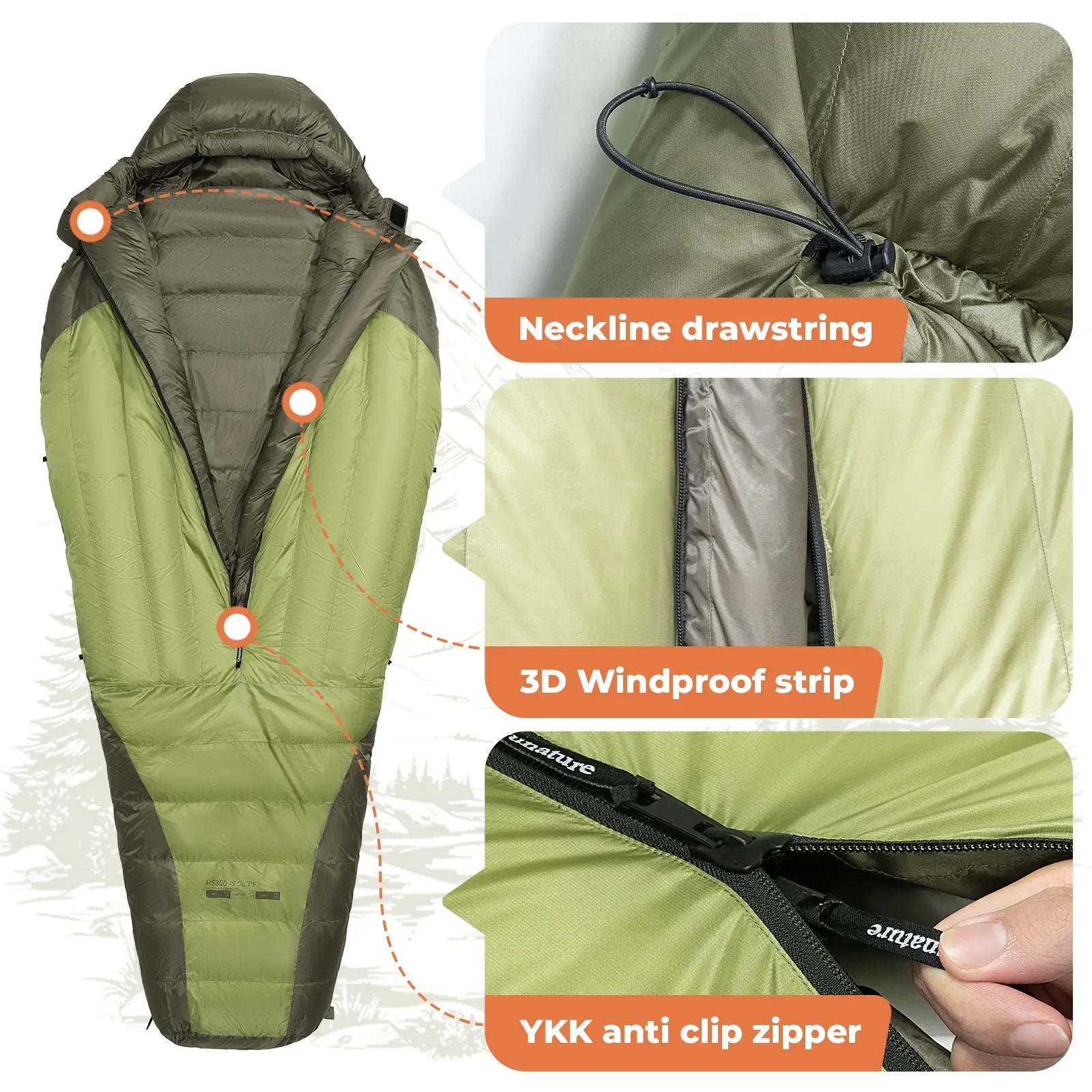 650 Fill Power Mummy Down Sleeping Bag Waterproof Camping