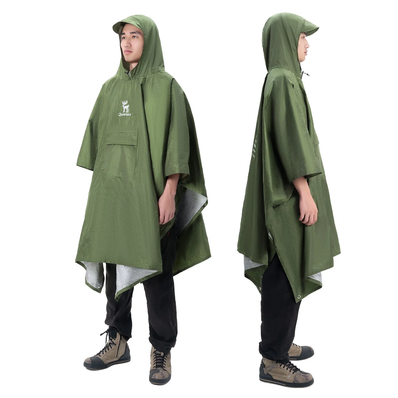 Unisex Waterproof Raincoat with Pocket for Hiking Outdoor